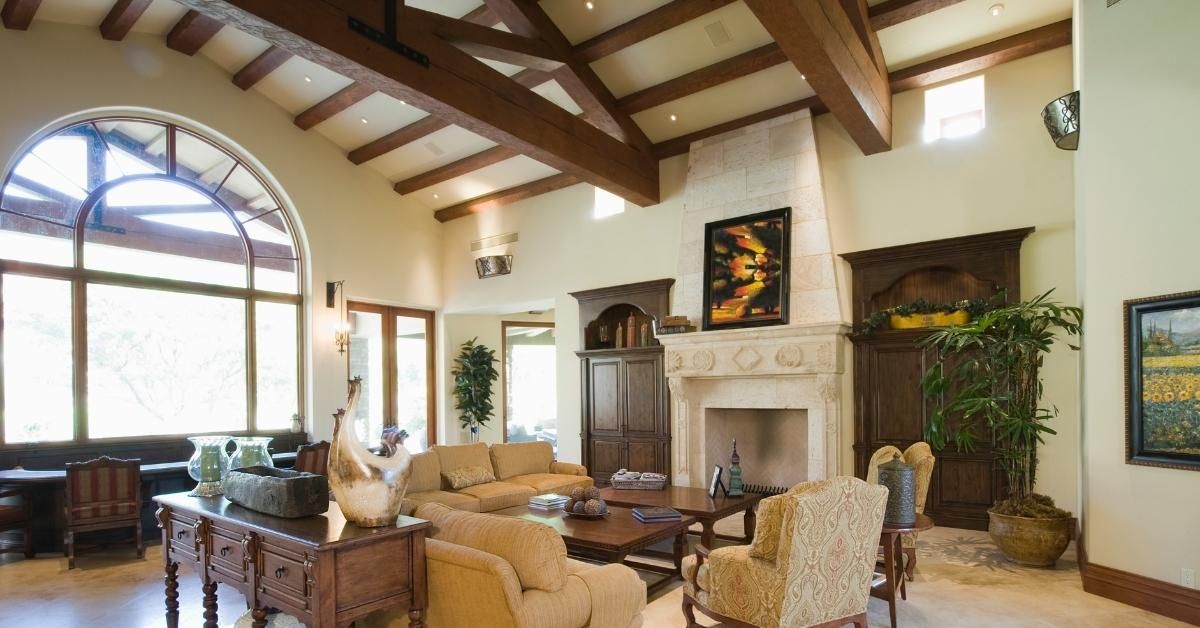 Interior with Exposed Ceiling Beams, Adding Charm and Elegance to the Space